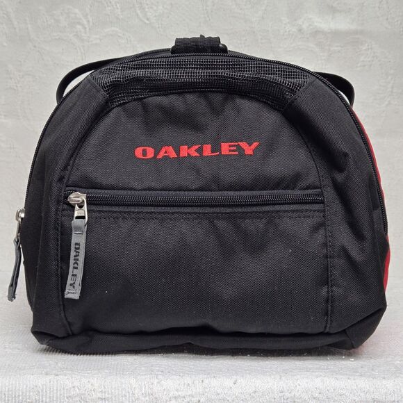 Y2K Oakley Red Black Multi Pocket Duffle Gym Bag Workout  Embroidered Studded - Picture 8 of 16